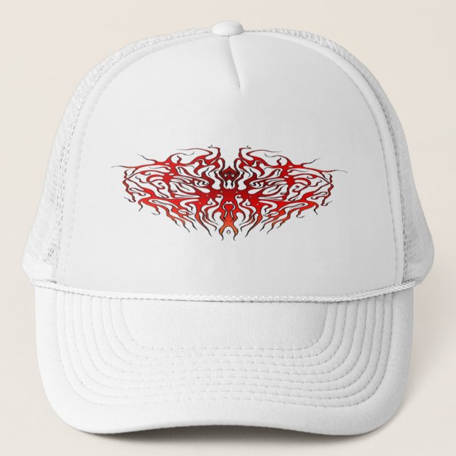 Valentine's Day Red Heart Tribal Tattoo Truckerkappe (Vorderseite)