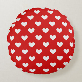 Valentines Day Red Love Hearts Round Pillow Rundes Kissen