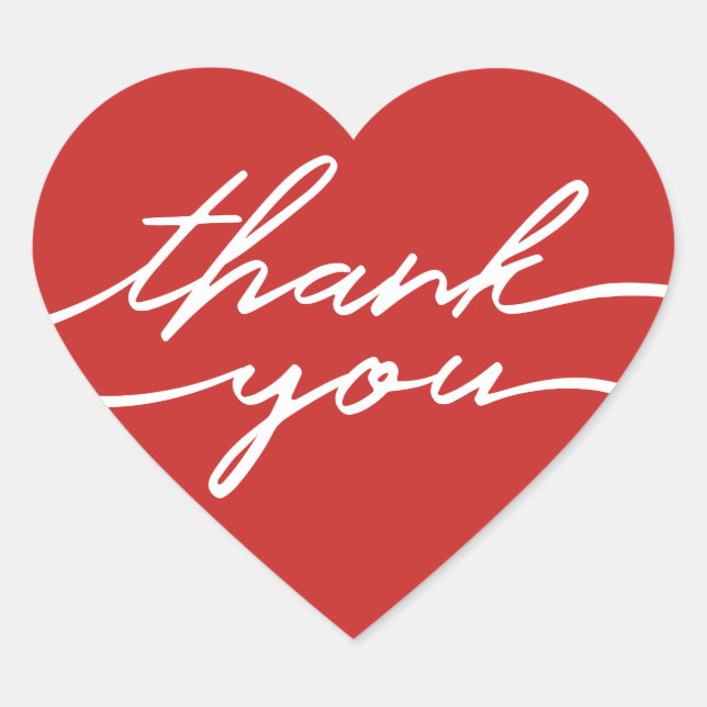 Valentines Day Red Thank You Sticker (Vorderseite)