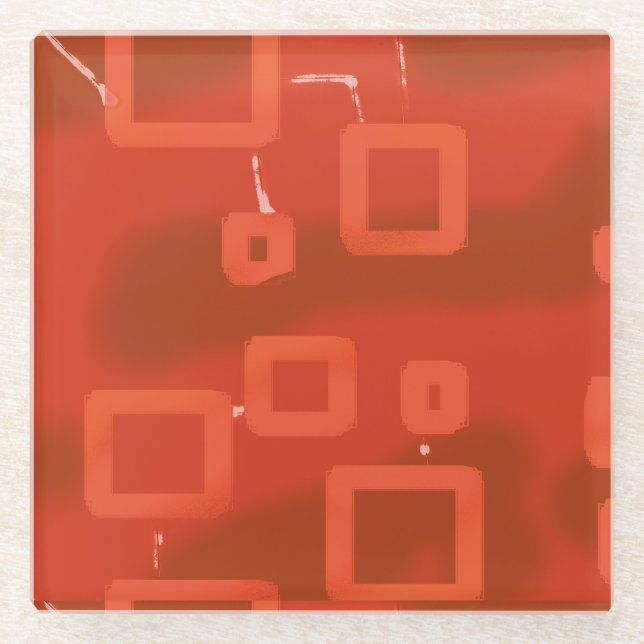Valentine's Day Red Whimsical Geometric Abstract Glasuntersetzer (Vorderseite)