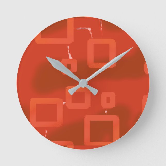 Valentine's Day Red Whimsical Geometric Abstract Runde Wanduhr (Vorderseite)