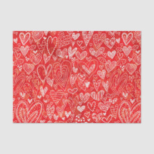Valentine's Day Red White Hearts Muster Seidenpapier