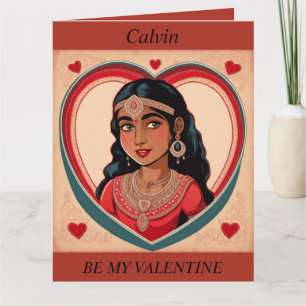 VALENTINE'S DAY Retro-Asiatin Faltkarte Karte