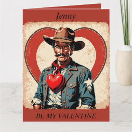 VALENTINE'S DAY Retro Cowboy bearbeitbare Karte