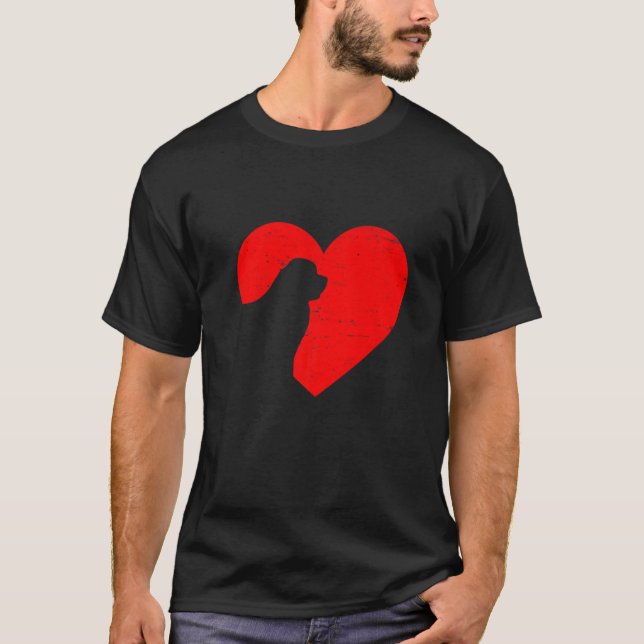 Valentines Day Retro Hearts Newfoundland Dog Puppy T-Shirt (Vorderseite)
