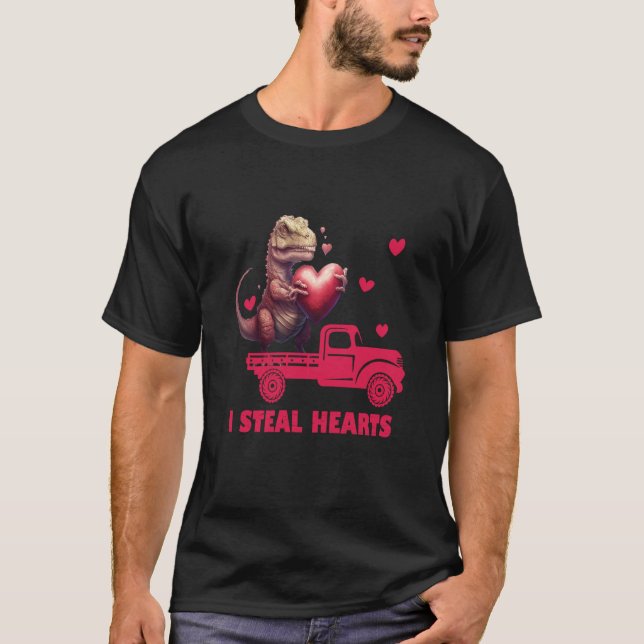 Valentine's Day Rex Dino I Steal Hearts Men Women  T-Shirt (Vorderseite)