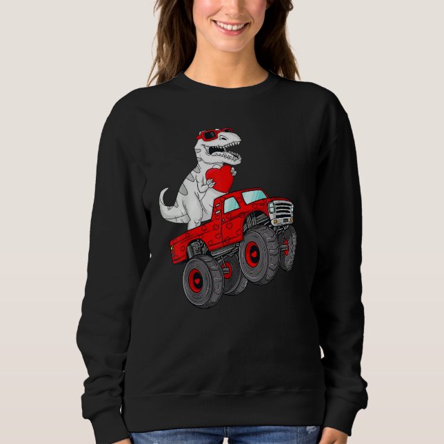 Valentines Day Rex Riding Monster Truck  Toddler B Sweatshirt (Vorderseite)