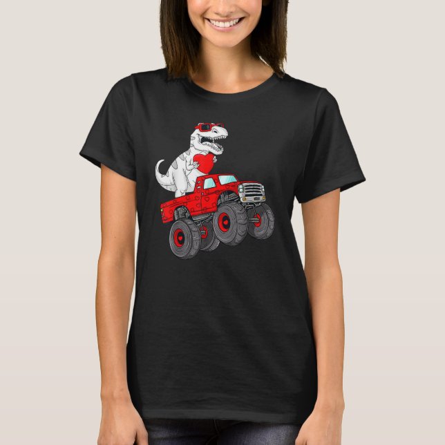 Valentines Day Rex Riding Monster Truck  Toddler B T-Shirt (Vorderseite)