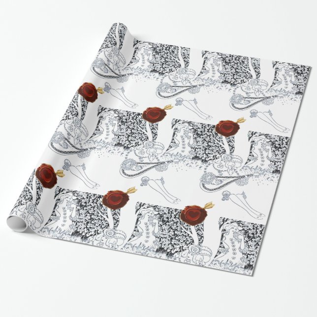 VALENTINE'S DAY ROMANTIC LIVERS RED WAX SIEGEL HER GESCHENKPAPIER (Ungerollt)