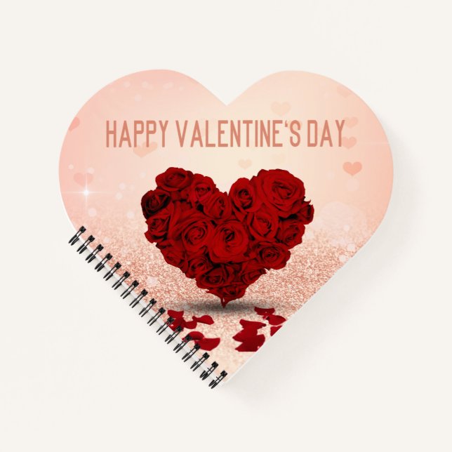 Valentine's Day Rose Heart Bouquet Spiral Notebook Notizbuch (Vorderseite)
