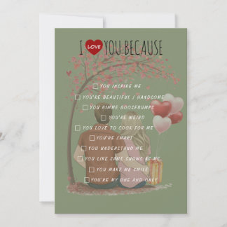 Valentine's Day Sage Green Card I Love You Because Feiertagskarte