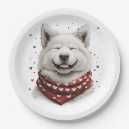 Valentines Day Samoyed Dog Pappteller