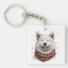 Valentines Day Samoyed Dog Schlüsselanhänger