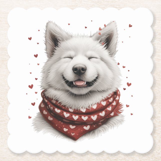 Valentines Day Samoyed Dog Untersetzer (Vorderseite)
