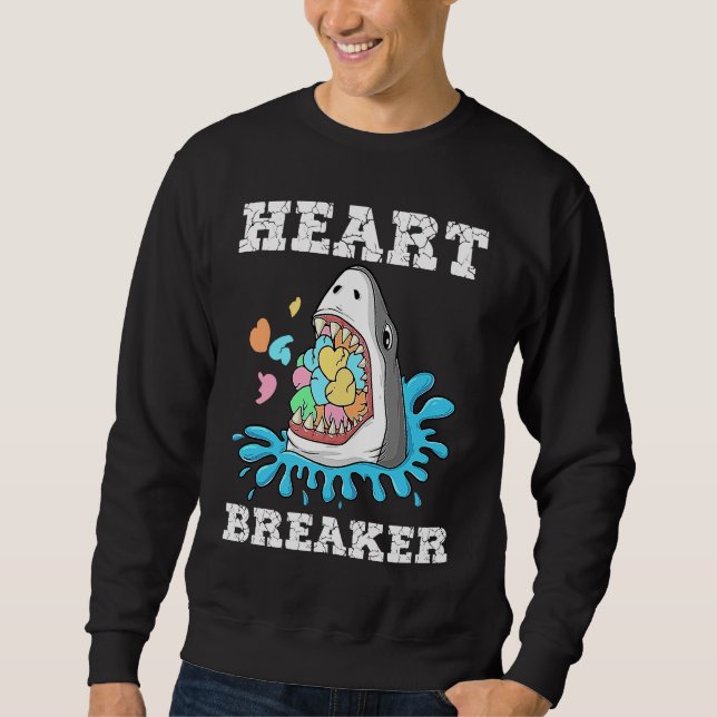 Valentines Day Shark Heart Breaker  Boys Kids Sweatshirt (Vorderseite)