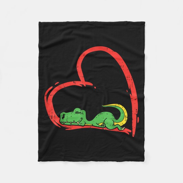 Valentines Day Shirt Funny Heart Trex Sleeng Dinos Fleecedecke (Vorderseite)