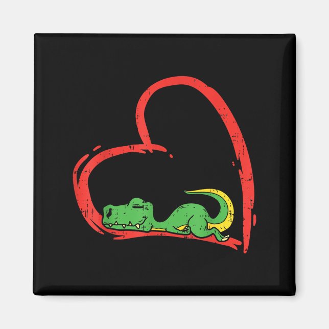 Valentines Day Shirt Funny Heart Trex Sleeng Dinos Magnet (Vorne)
