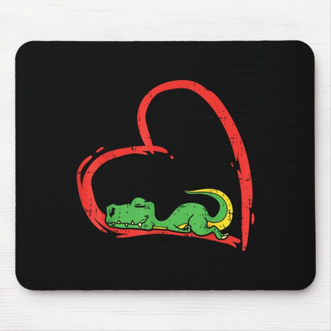 Valentines Day Shirt Funny Heart Trex Sleeng Dinos Mousepad (Vorne)