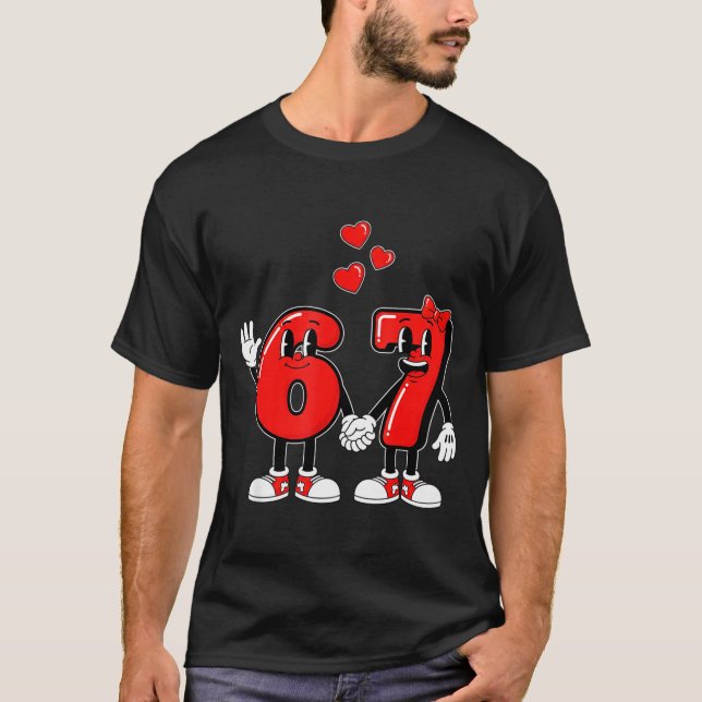 Valentine's Day Six Seven Hearts 6 7 Meme Gen Alph T-Shirt (Vorderseite)