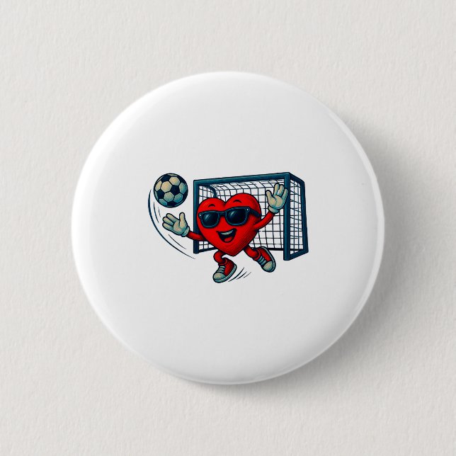 Valentines Day Soccer Goalkeeper Funny Heart Boys  Button (Vorderseite)