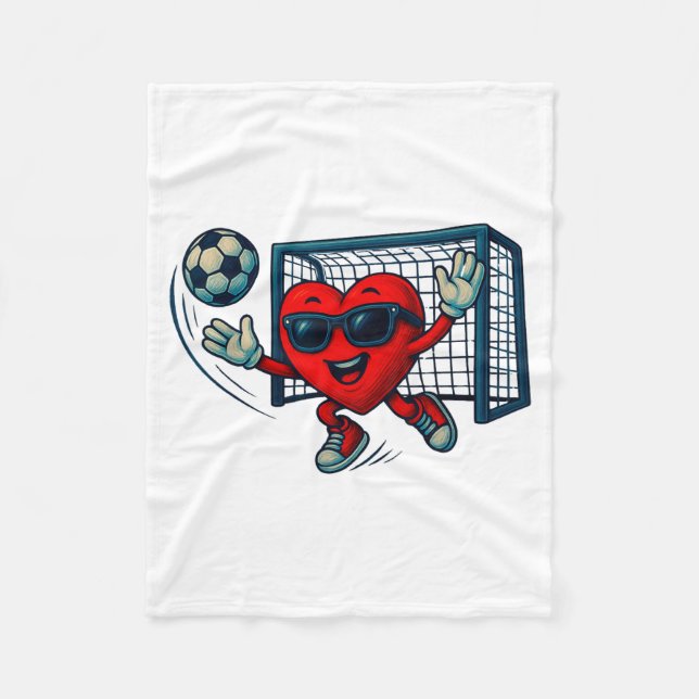 Valentines Day Soccer Goalkeeper Funny Heart Boys  Fleecedecke (Vorderseite)