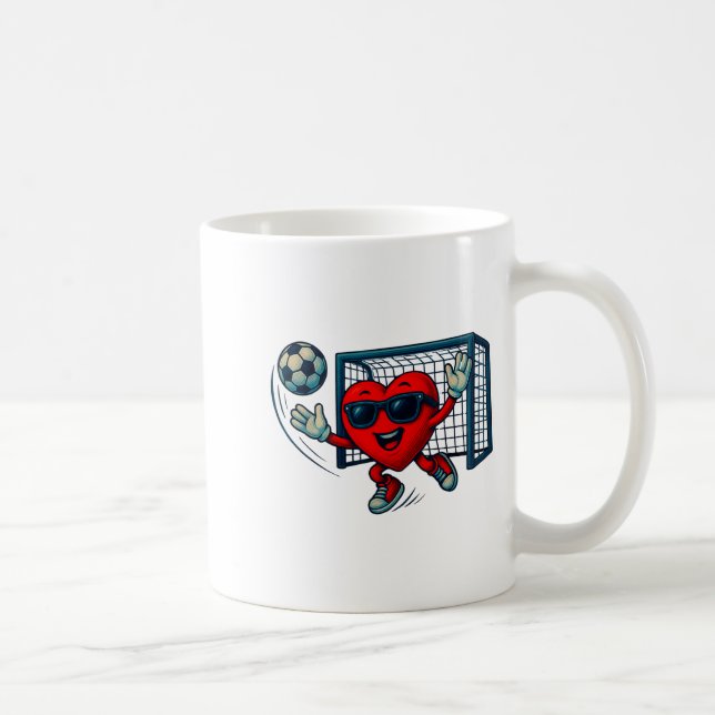 Valentines Day Soccer Goalkeeper Funny Heart Boys  Kaffeetasse (Rechts)