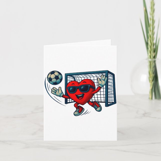 Valentines Day Soccer Goalkeeper Funny Heart Boys  Karte (Vorderseite)