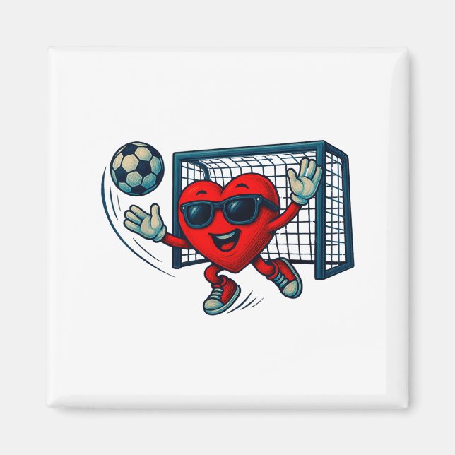 Valentines Day Soccer Goalkeeper Funny Heart Boys  Magnet (Vorne)