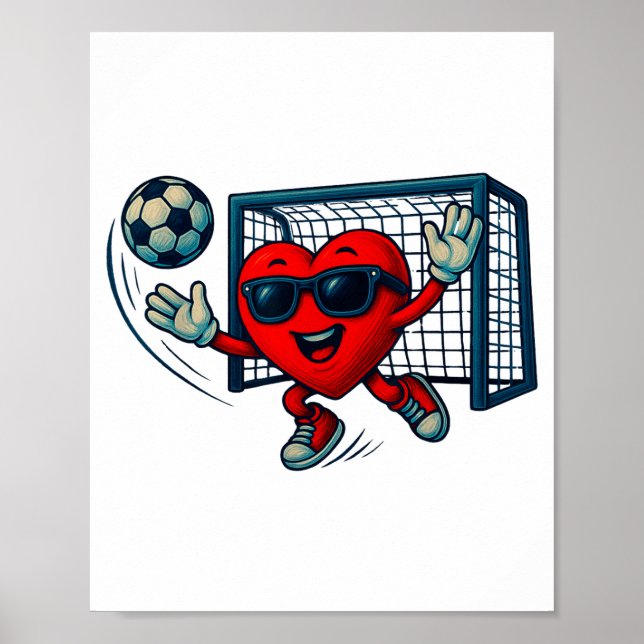 Valentines Day Soccer Goalkeeper Funny Heart Boys  Poster (Vorne)