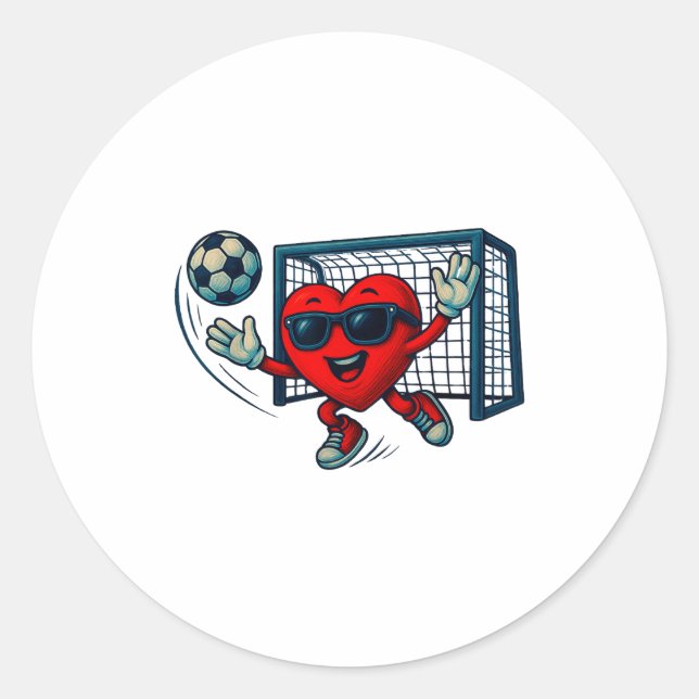 Valentines Day Soccer Goalkeeper Funny Heart Boys  Runder Aufkleber (Vorderseite)