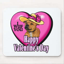 Valentine's Day Staffordshire Bull Terrier Mousepad