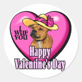 Valentine's Day Staffordshire Bull Terrier Runder Aufkleber