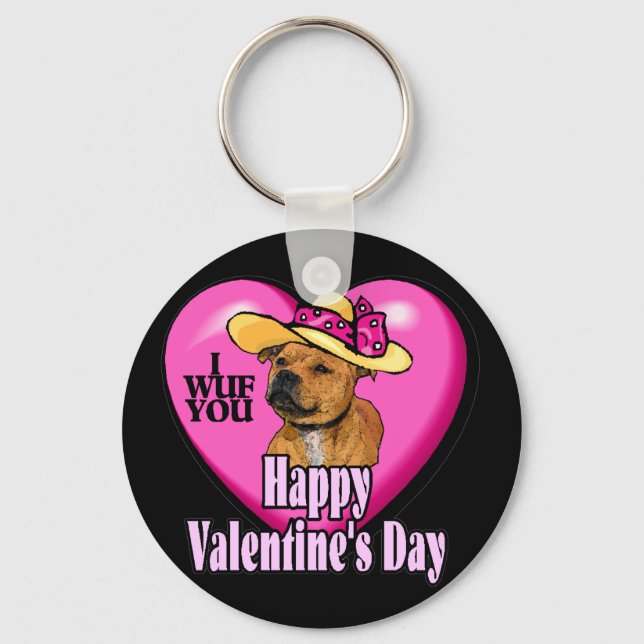 Valentine's Day Staffordshire Bull Terrier Schlüsselanhänger (Vorderseite)