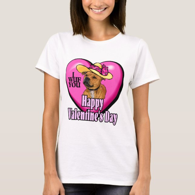 Valentine's Day Staffordshire Bull Terrier T-Shirt (Vorderseite)