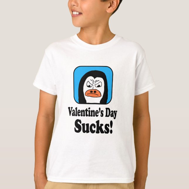 Valentine's Day Sucks Penguin T-Shirt (Vorderseite)