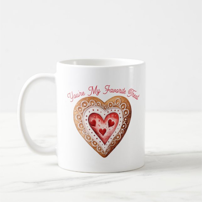 Valentines Day Sweet Cookie Heart Favorite Treat Kaffeetasse (Links)