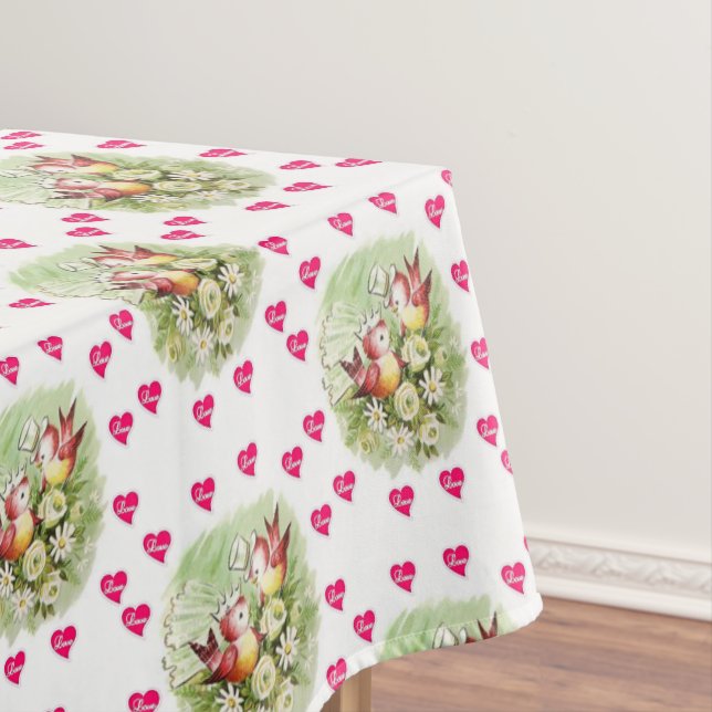 Valentine's Day Tablecloth Bird Vintag Tischdecke (Beispiel)
