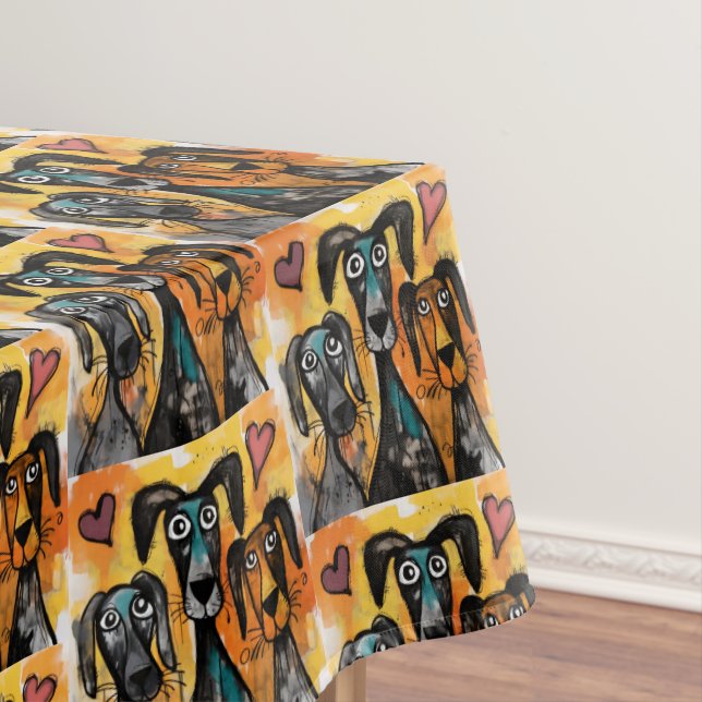 Valentine's Day Tablecloth Dog Red Hearts  Tischdecke (Beispiel)