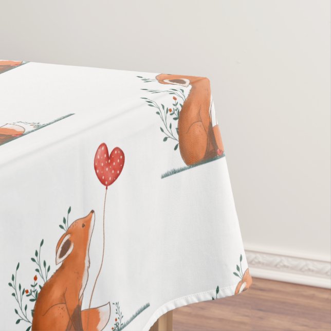 Valentine's Day Tablecloth Foxy Red Hearts  Tischdecke (Beispiel)