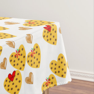 Valentine's Day Tablecloth Hearts Punkt Gold Tischdecke