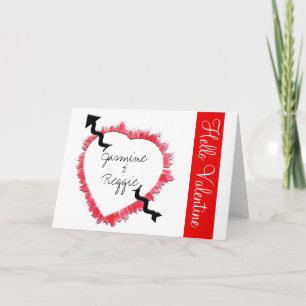 Valentine's Day Tattered Edge Red Heart Kontur Feiertagskarte