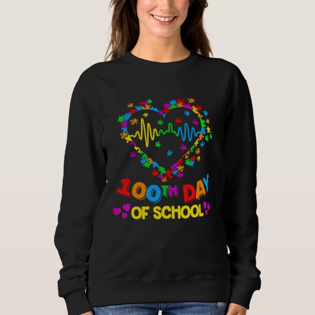 Valentines Day Teacher Autism awareness 100 days H Sweatshirt (Vorderseite)