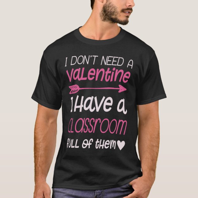 Valentine's Day Teacher Cute Arrow Heart Pink Clas T-Shirt (Vorderseite)