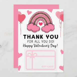 Valentine's Day Teacher Rainbow Gift Card Inhaber Einladung
