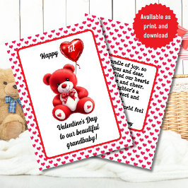 Valentine's Day Teddy Bären Card Gedicht für Großb Feiertagskarte