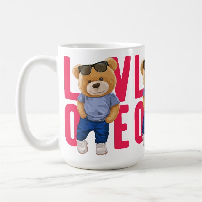 Valentine's Day Teddy Bären Liebe Design Kaffeetasse (Links)