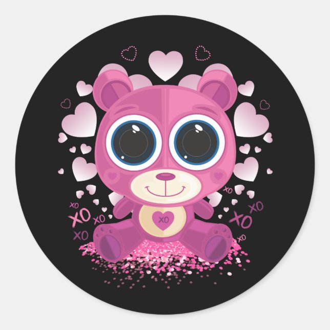 Valentine's Day Teddy Bear  Runder Aufkleber (Vorderseite)