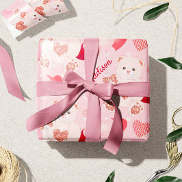 Valentine's Day Teddy Bear XOXO Herzmuster Geschenkpapier
