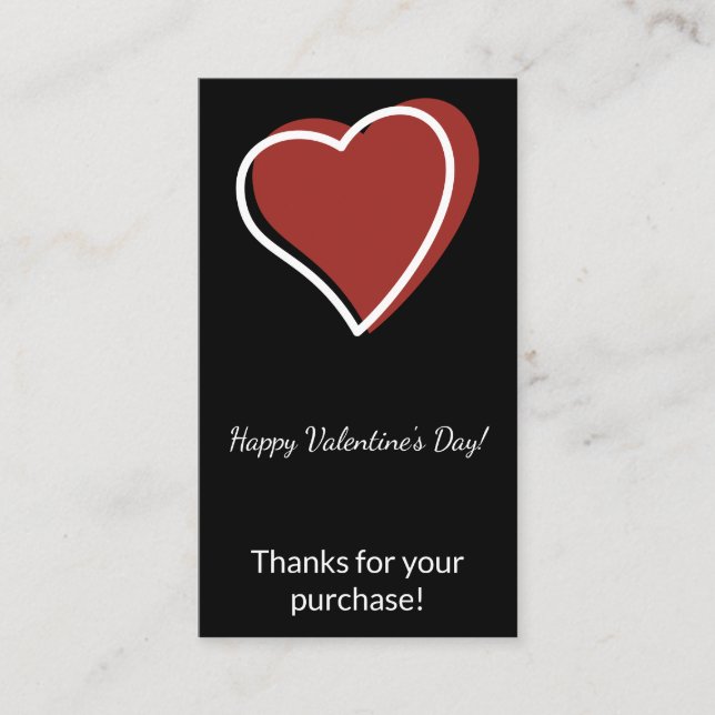 Valentine's Day Thanks for Your Purchase Visitenkarte (Vorderseite)