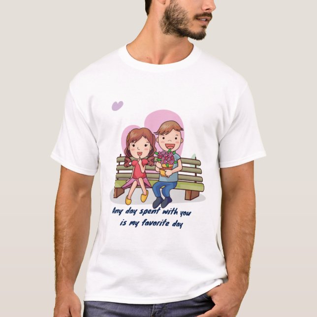 Valentine's Day Theme Paar Design T-Shirt (Vorderseite)